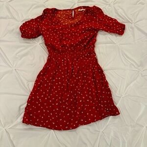 Women’s copper key a-line dusty orange floral pattern dress- size small